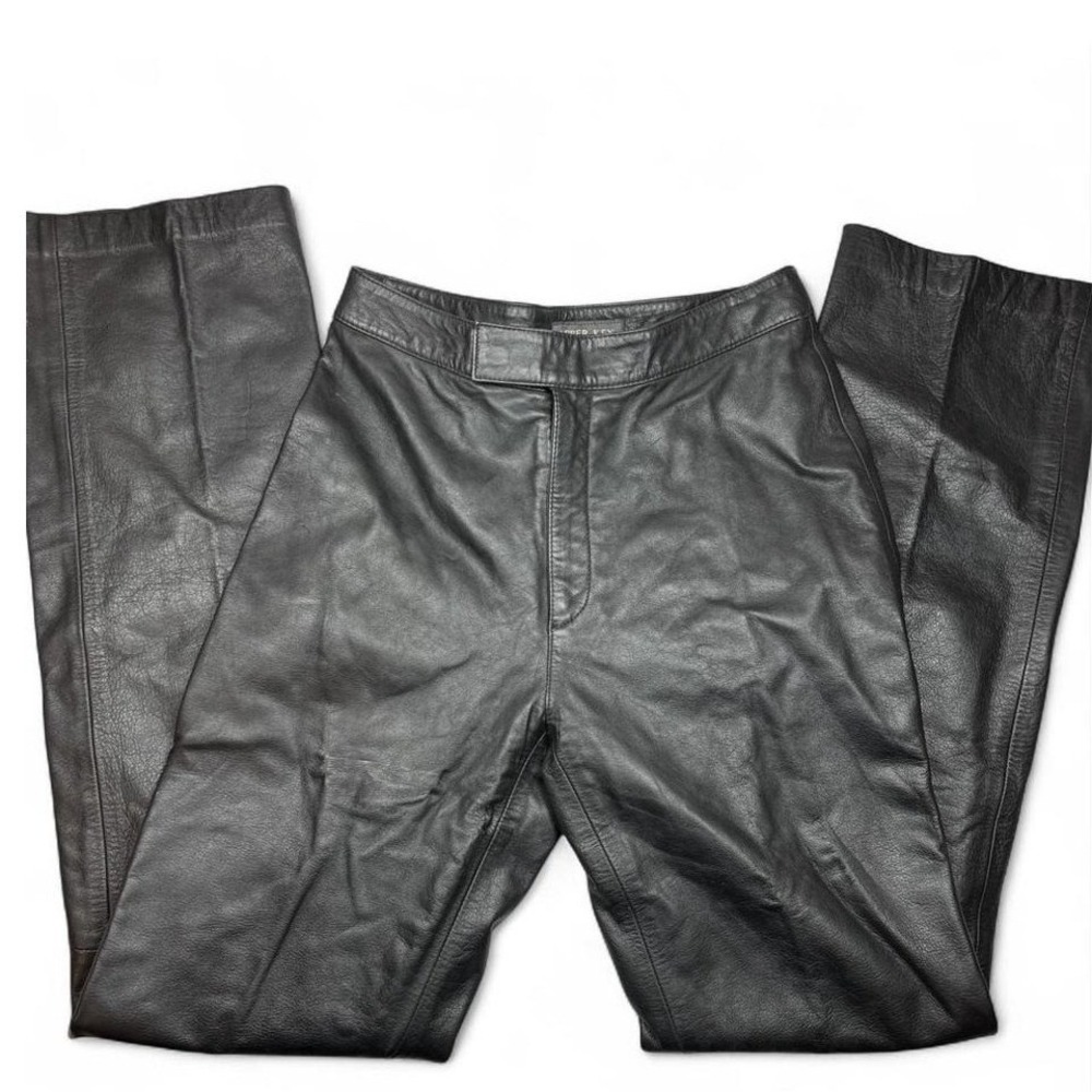 COPPER KEY Black Genuine Leather Straight Pants Womens 3 Whimsigoth Biker Edgy